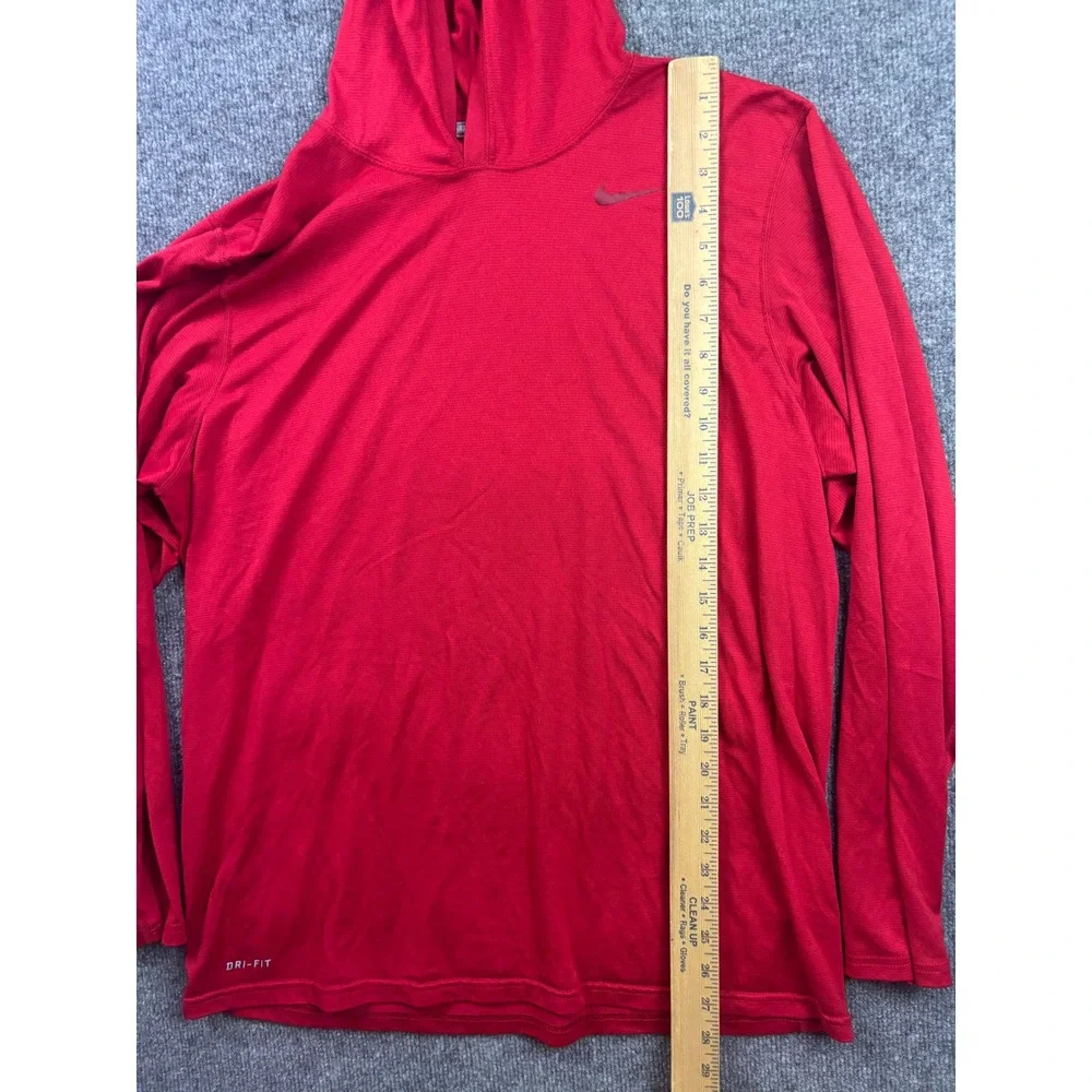 Nike Dri-FIT Hoodie Mens Large Red Long Sleeve Lightweight Athletic Pullover